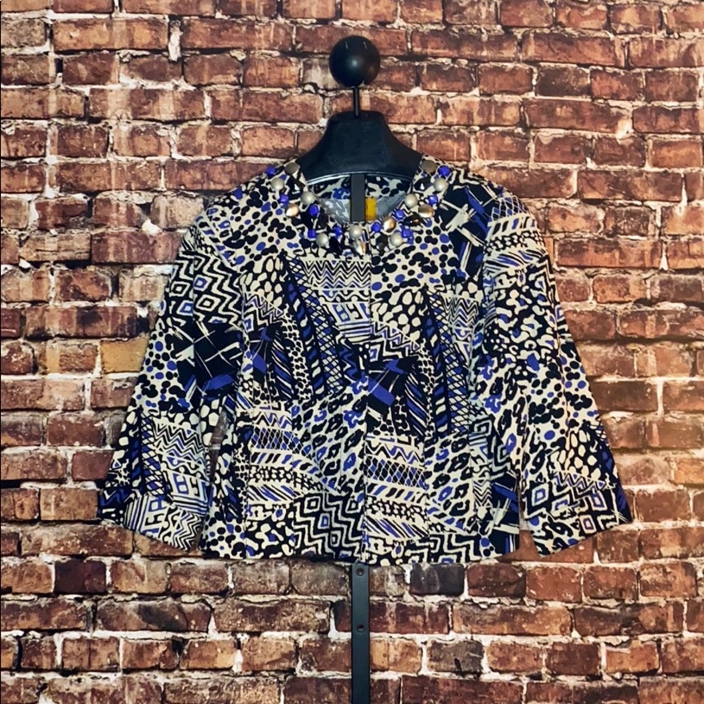 Ruby Rd- Royal And Black Patterned Jacket - image 1